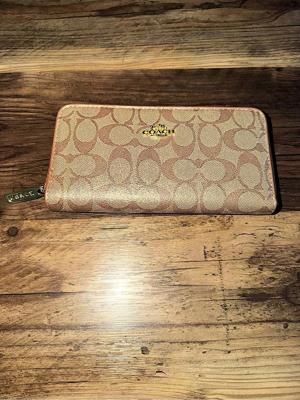 Long Zip Around Wallet In Signature Canvas Brown